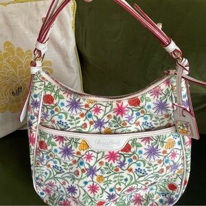 Dooney & Bourke White Floral Botanical Collins Hobo Shoulder Bag